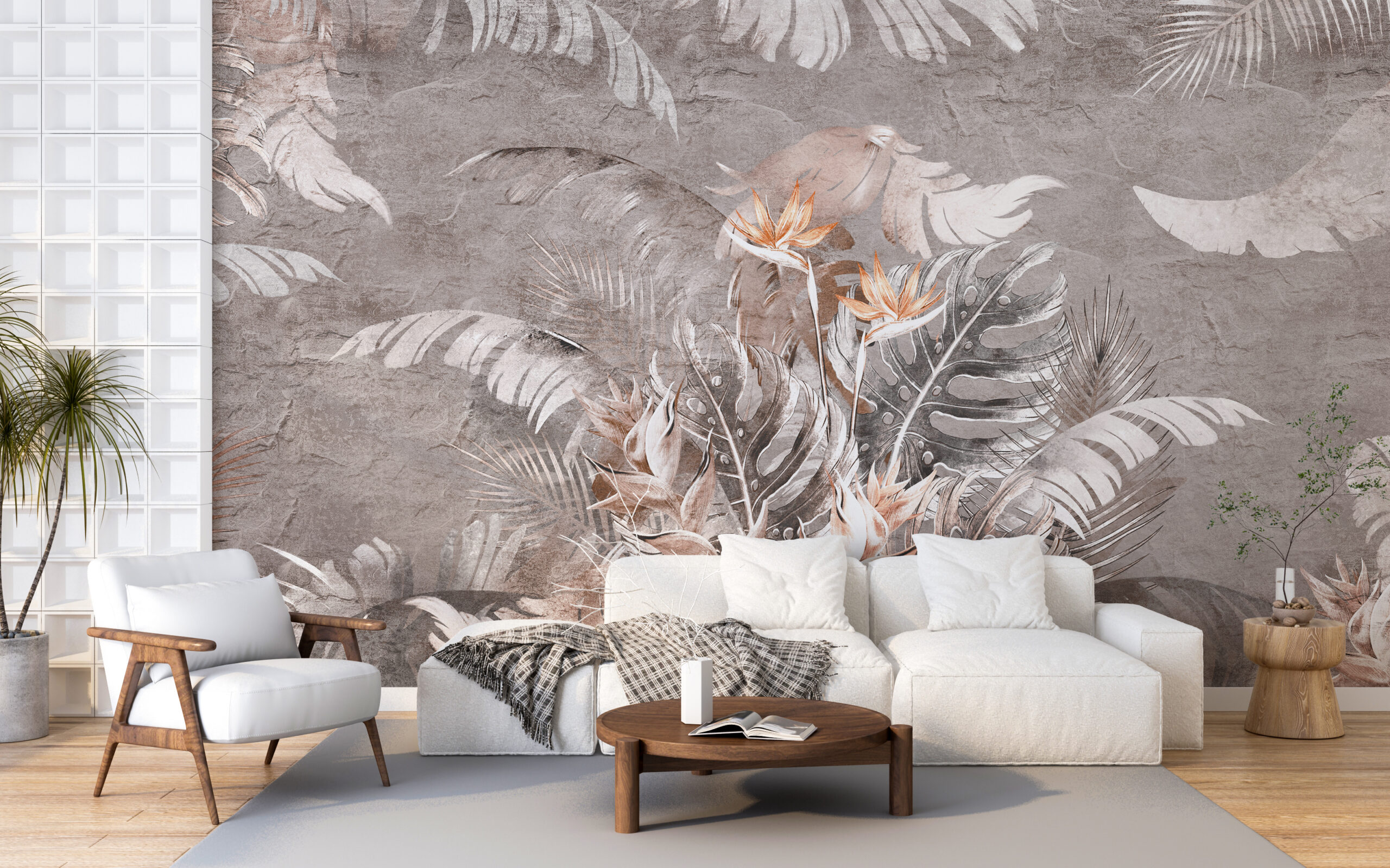 Foto murale Lule Strelitzia në gri