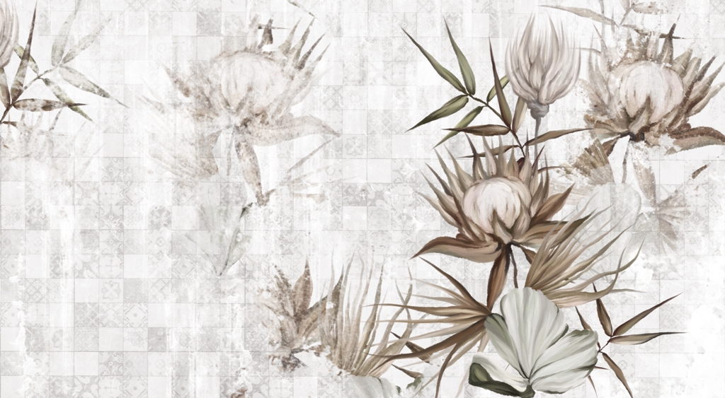 Fototapeta-Kwiaty-Na-Wyblaklej-Szachownicy_2116713359-1