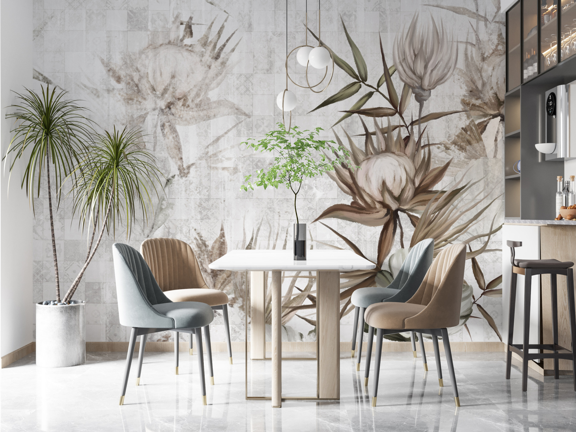 Foto murale Lule në një tabelë shahu të zbehur