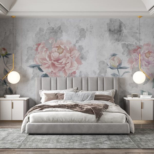 Foto murale Lule bozhure rozë në një sfond gri