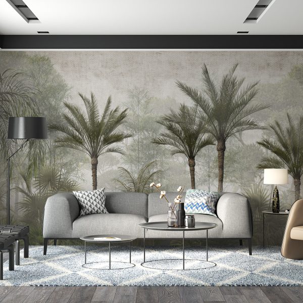 Foto murale Pyll i lartë palmash në mjegull