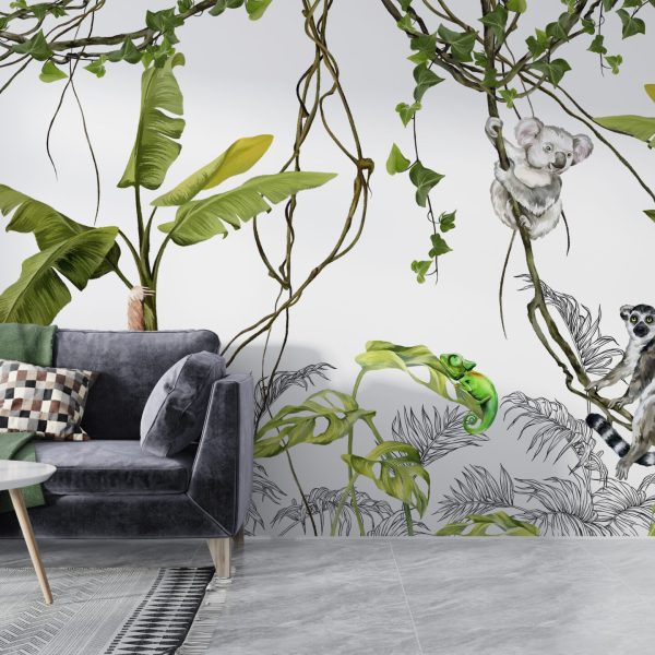 Foto murale Lemur në një Liana