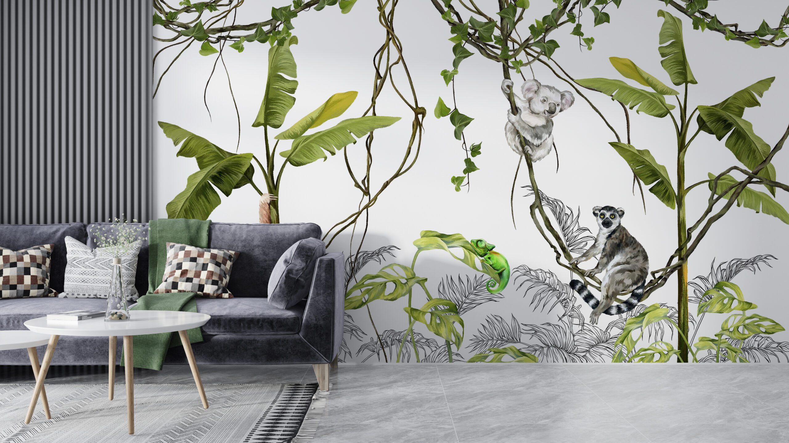 Foto murale Lemur në një Liana