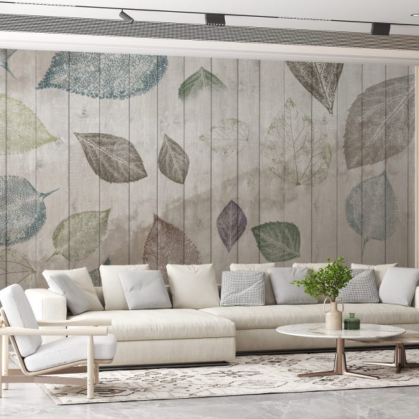 Foto murale Gjethe në dërrasa