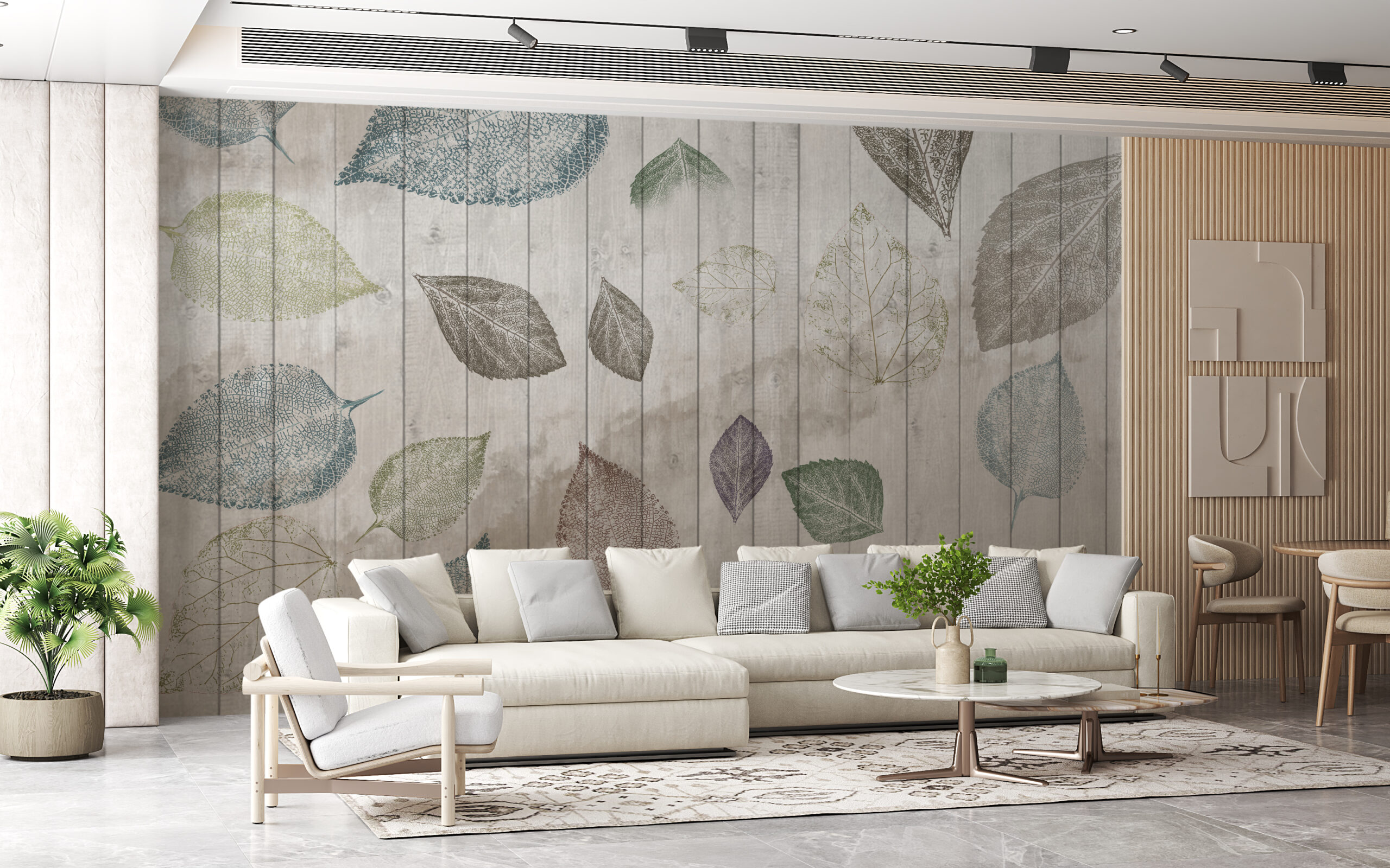 Foto murale Gjethe në dërrasa