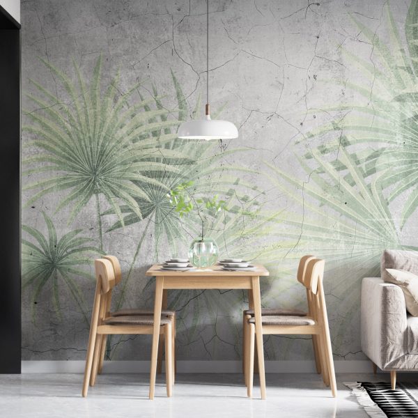 Foto murale Gjethe në një mur të çarë