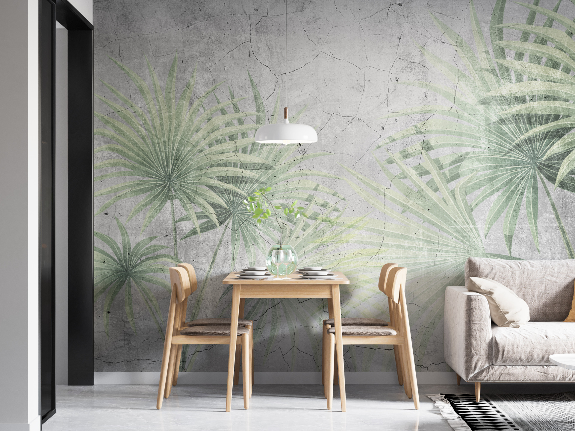 Foto murale Gjethe në një mur të çarë