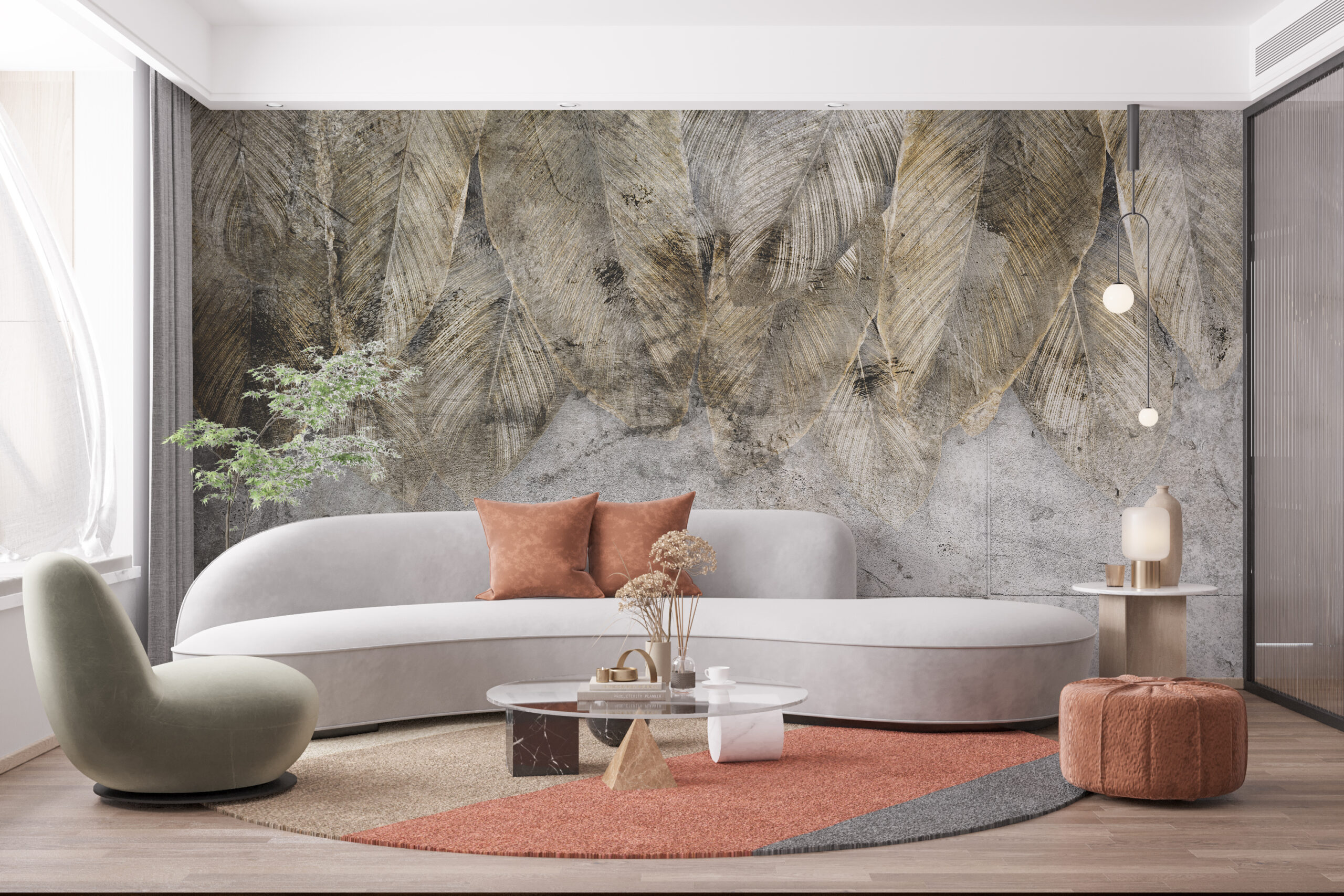 Foto murale Gjethe mbi pllaka