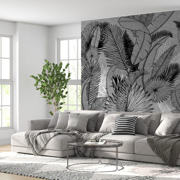 Foto murale Gjethe në një sfond gri