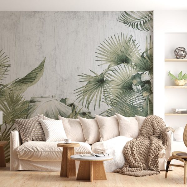 Foto murale Gjethe palme në një sfond gri