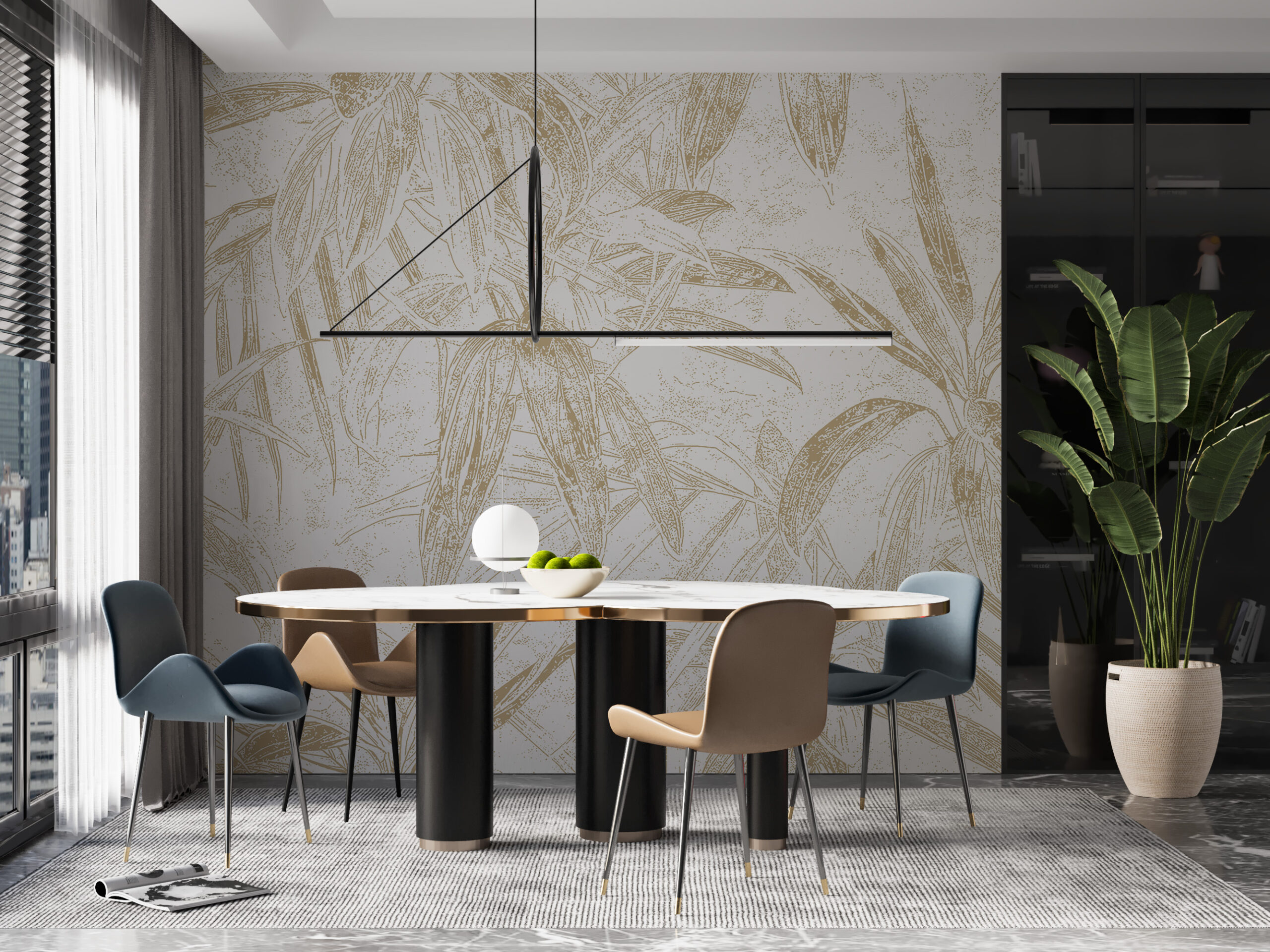 Foto murale Gjethe në ngjyrë bezhë