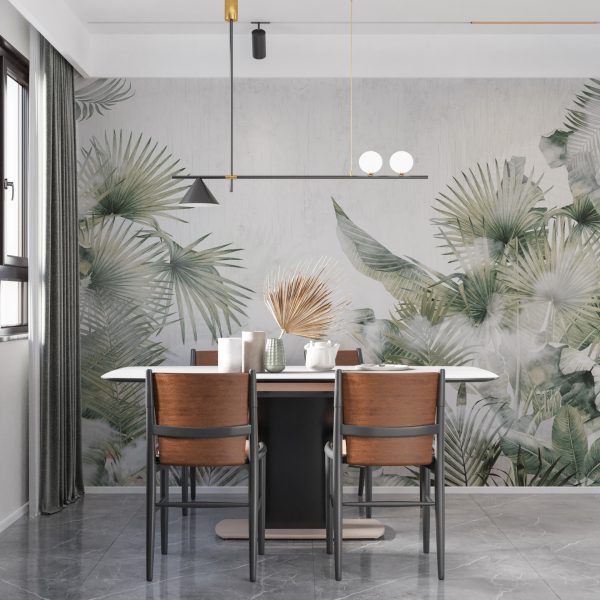 Foto murale Gjethe në mjegullën e bardhë