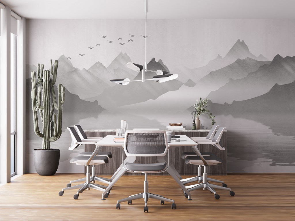 Foto murale Një varkë në një liqen malor