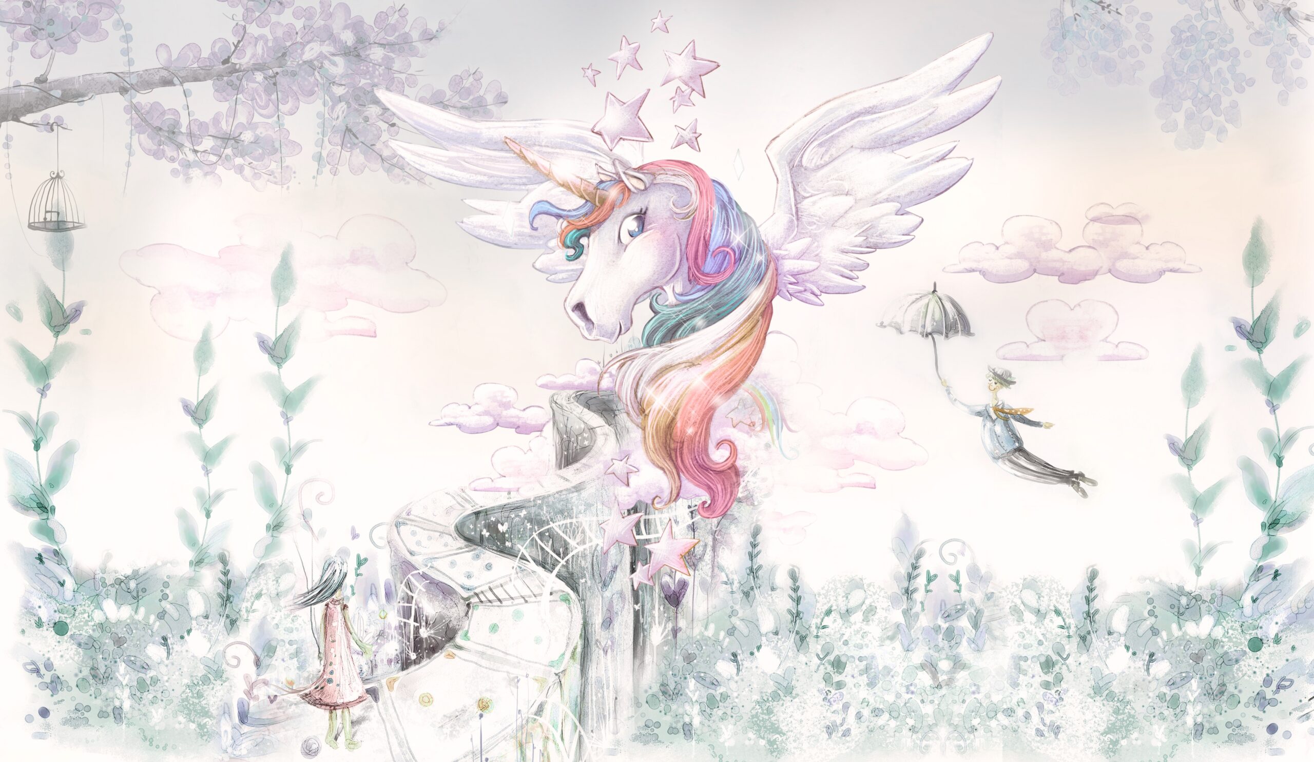 Rainbow,Pegasus.,Llustration,For,Wallpaper,,Mural,,Card,,Dpoter,,Interior,Decoration.