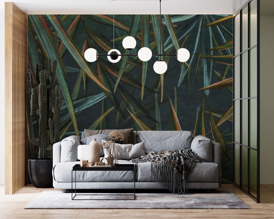 Foto murale Gjethe të gjelbra të mprehta