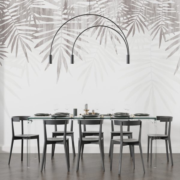 Foto murale Palmë në gri dhe të bardhë