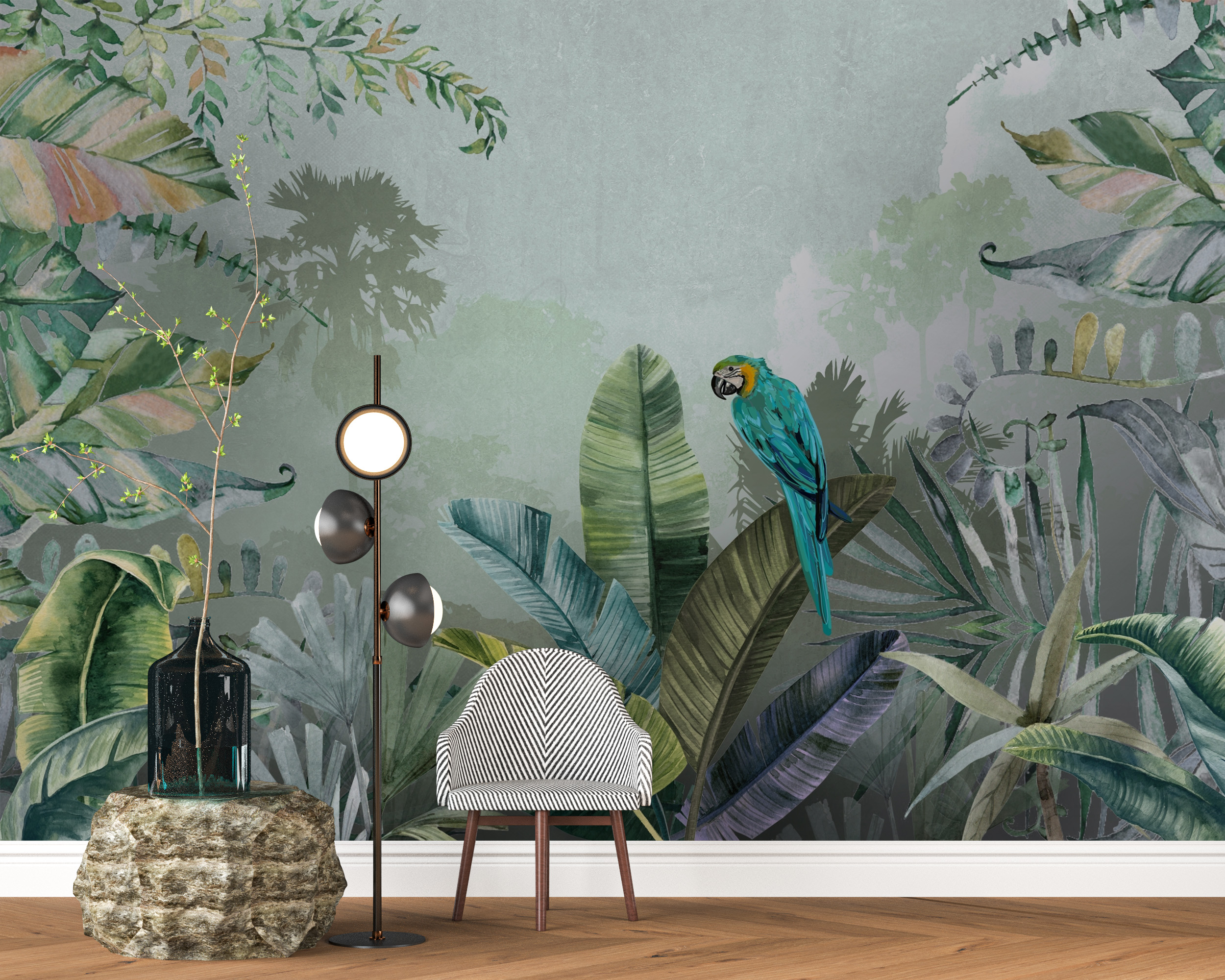 Foto murale Papagalli në shkurre