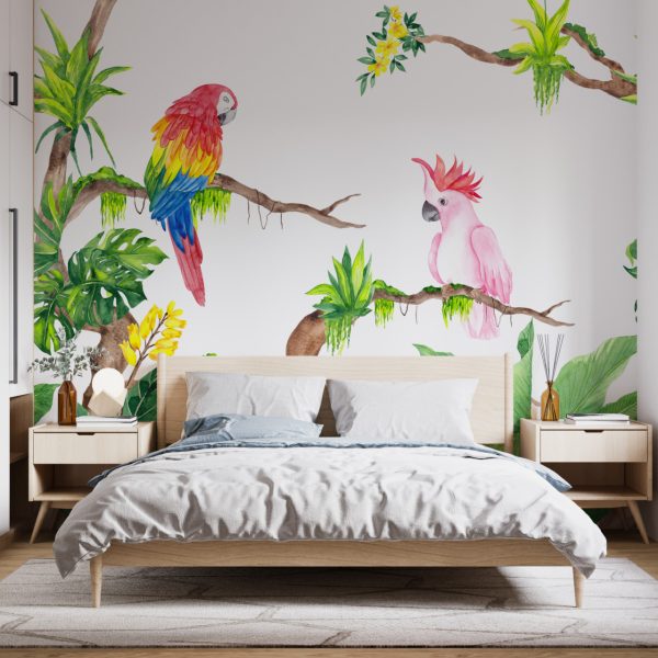 Foto murale Papagallët në degë