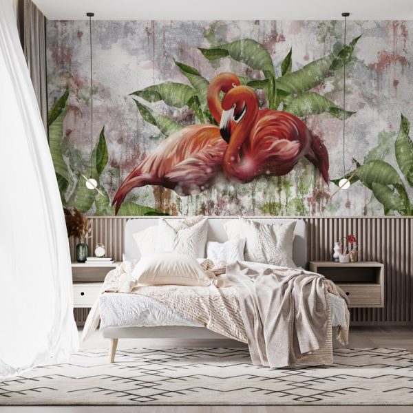 Foto murale Një palë flamingo të kuqe