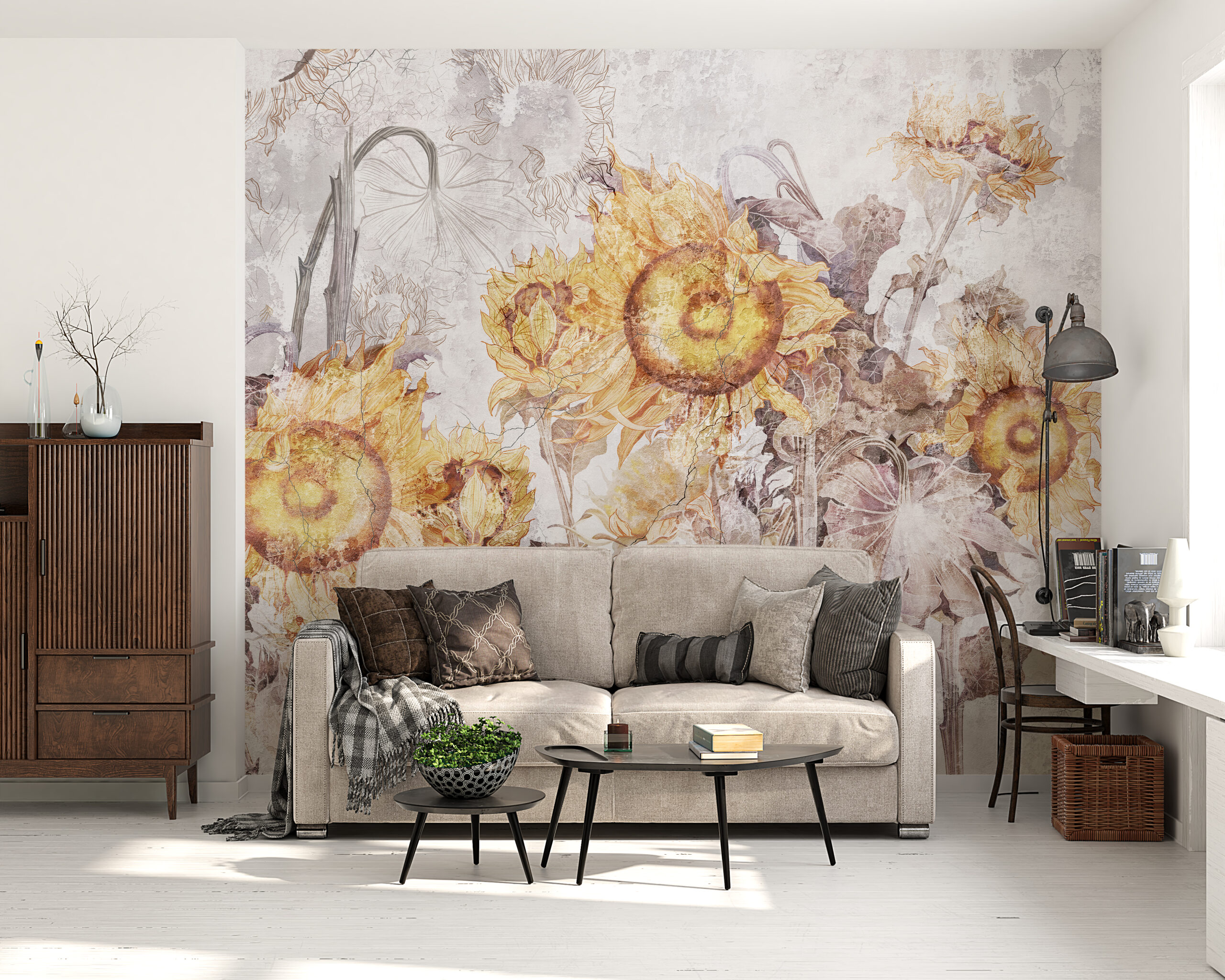 Foto murale Fushë me luledielli