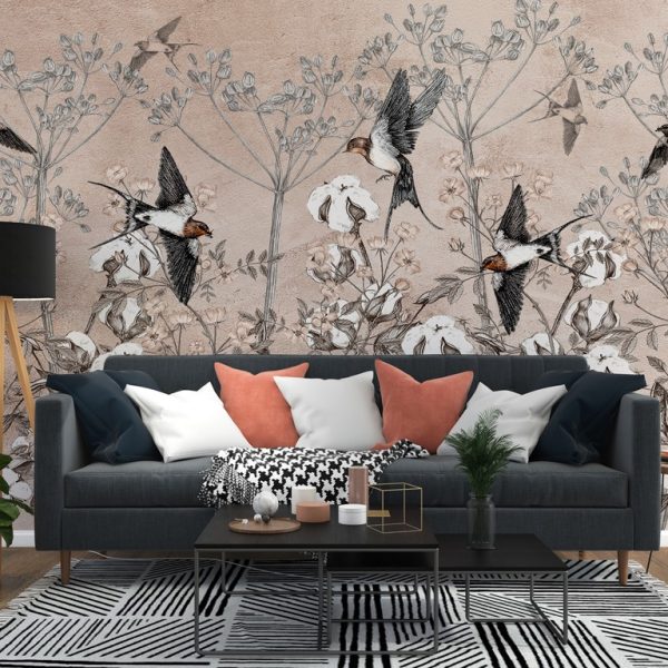 Foto murale Zogjtë në Lule Pambuku