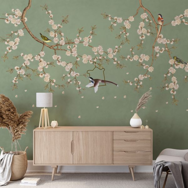 Foto murale Zogjtë në Lulet e Qershisë