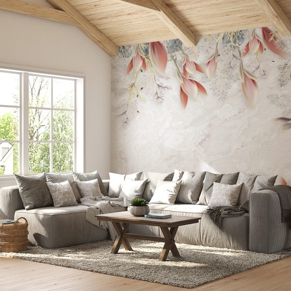 Foto murale Kornizë me gjethe rozë