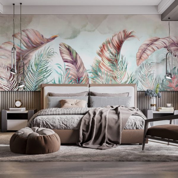 Foto murale Pendë gjethesh rozë