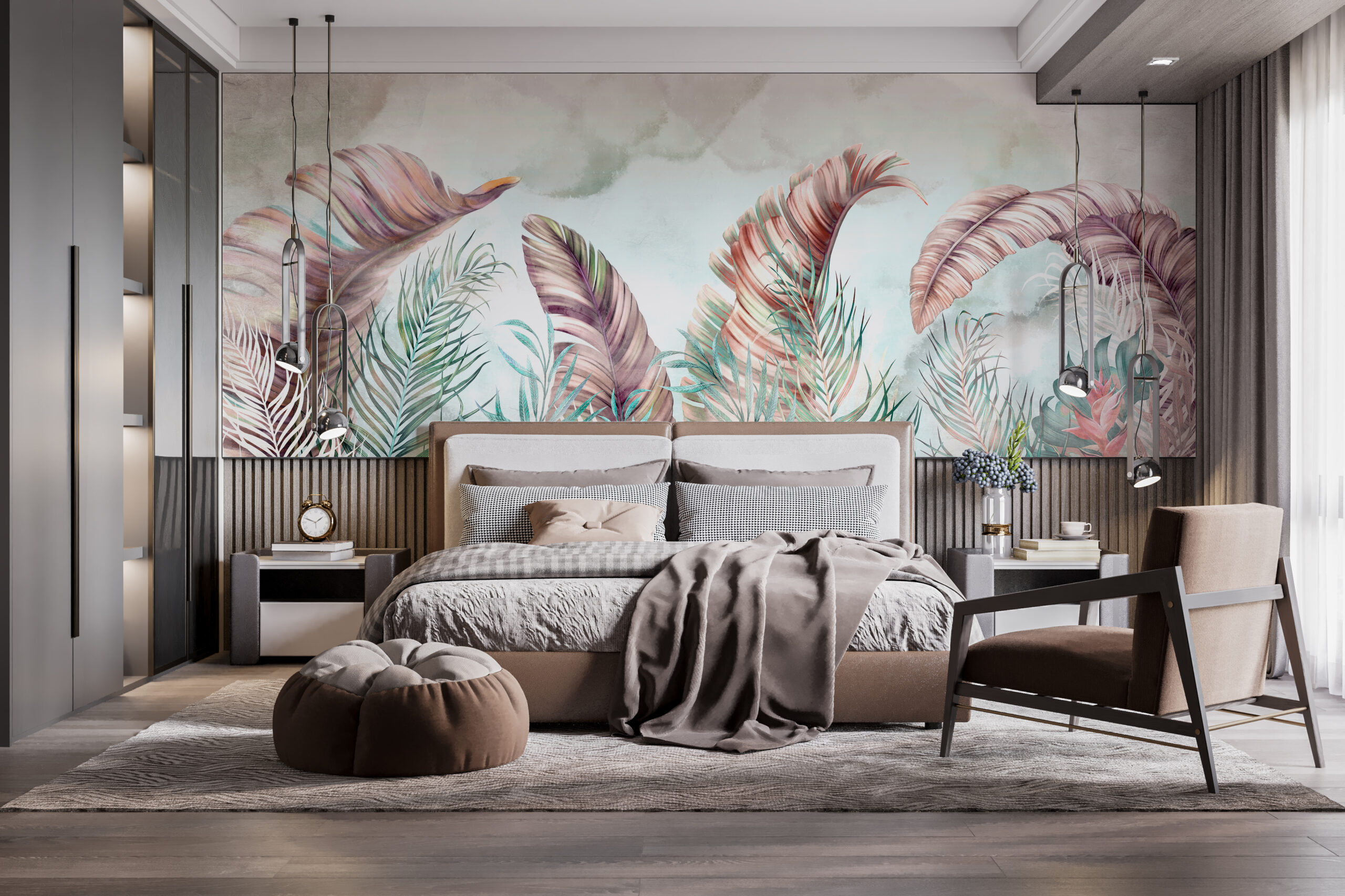 Foto murale Pendë gjethesh rozë