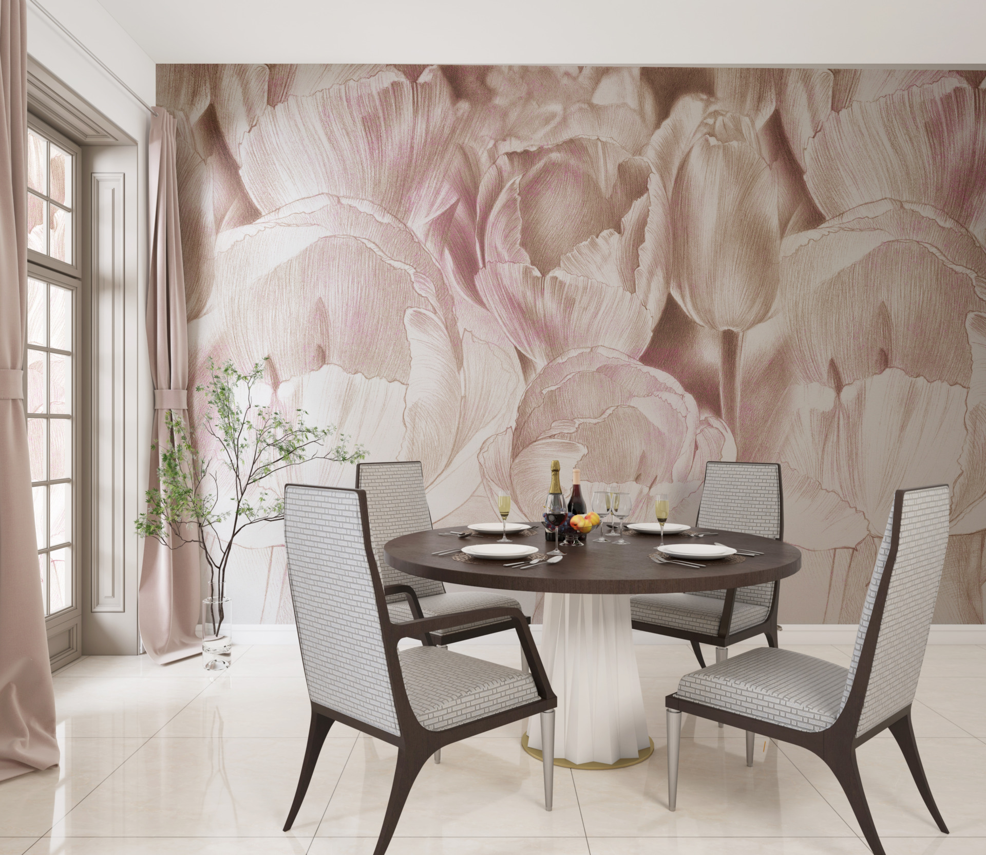 Foto murale Tulipanë rozë