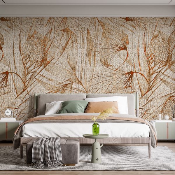 Foto murale Vizatimi i gjetheve me një vijë të hollë