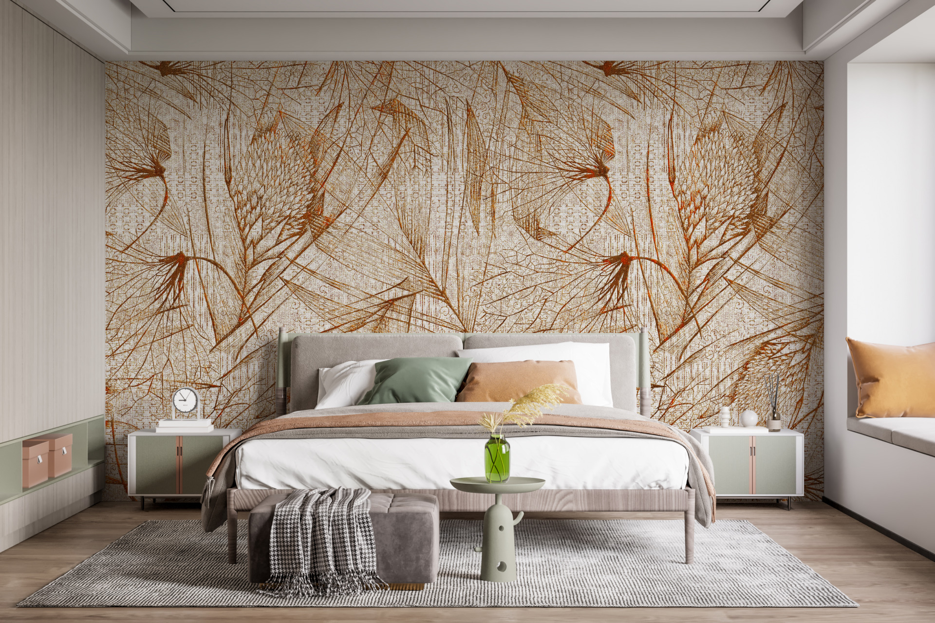 Foto murale Vizatimi i gjetheve me një vijë të hollë