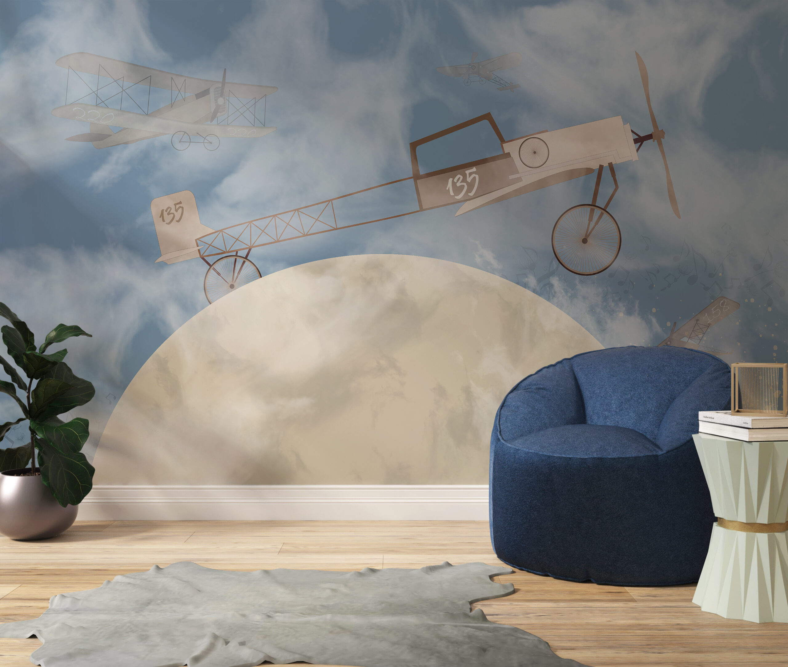 Foto murale Aeroplan në Hënë