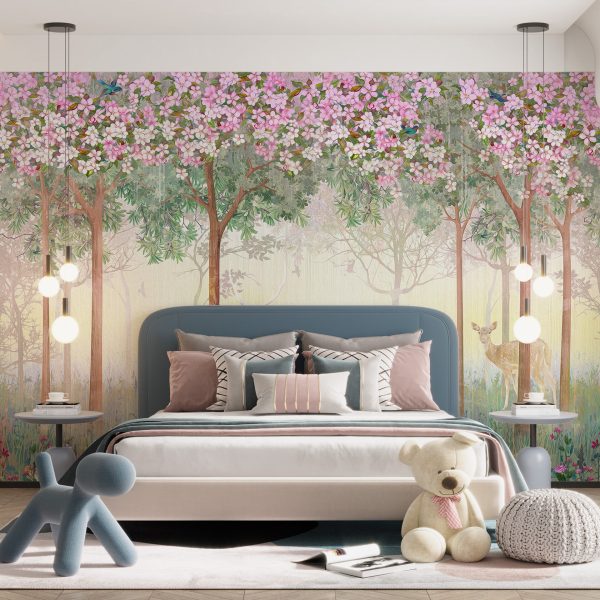 Foto murale Dreri me lule rozë