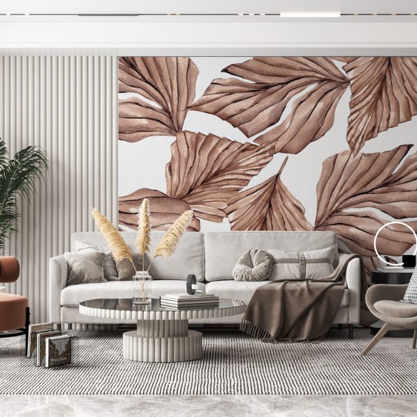 Foto murale Mur me gjethe kafe