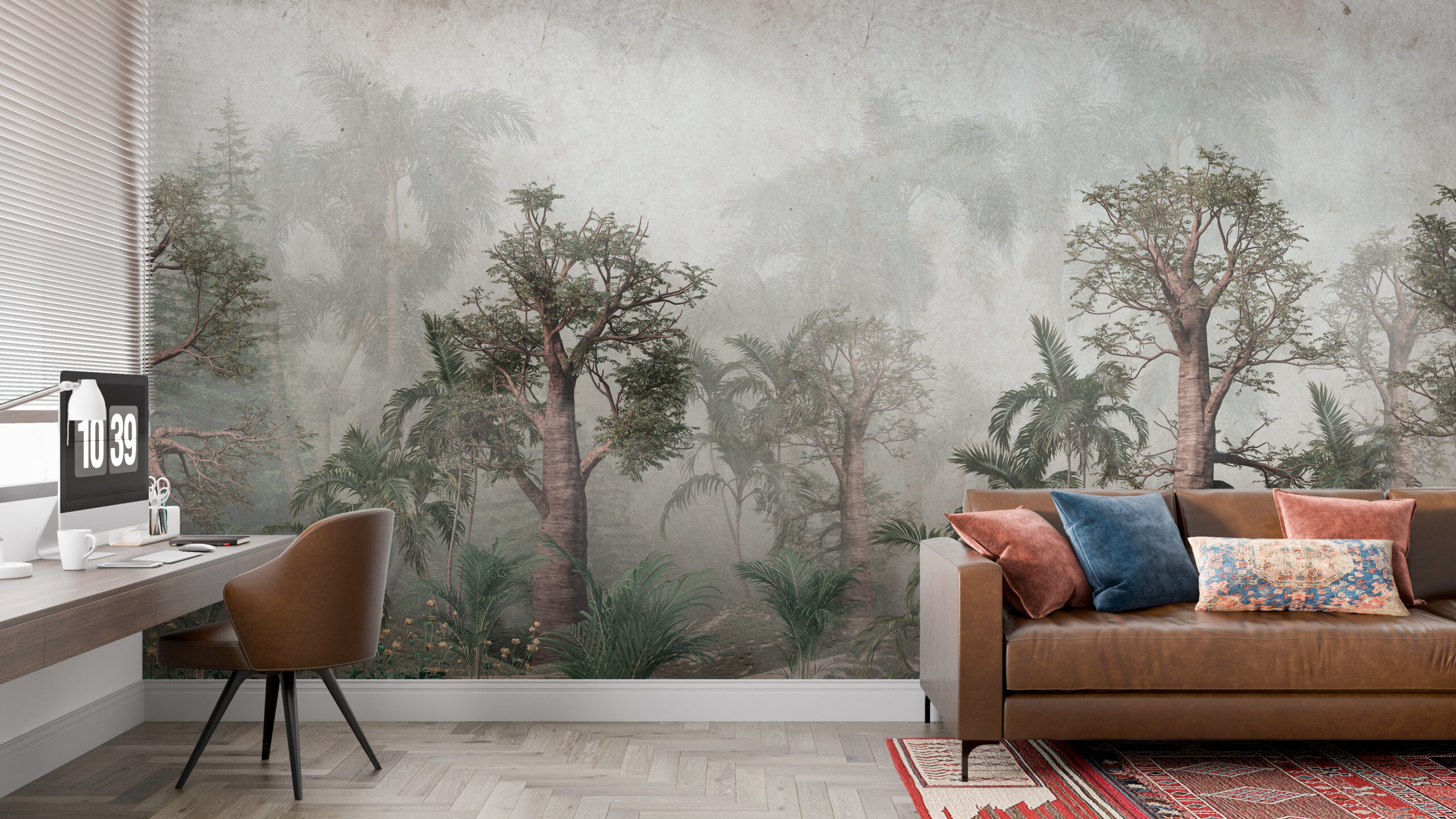 Foto murale Redwoods në mjegull