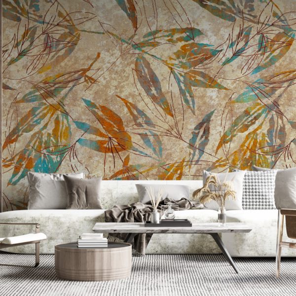 Foto murale Celadon në gjethe kafe