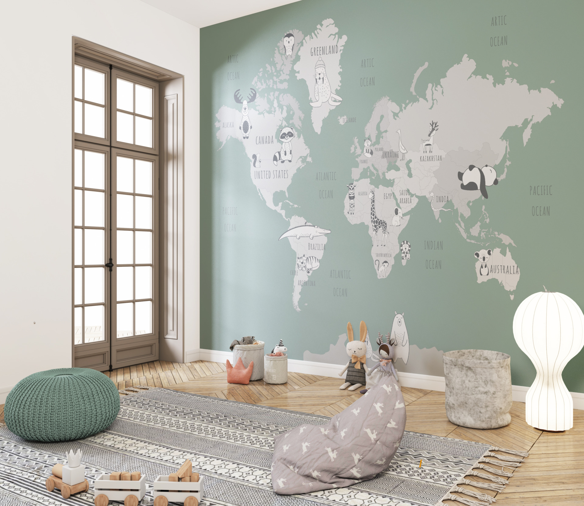 Foto murale Harta Botërore e Aquamarine