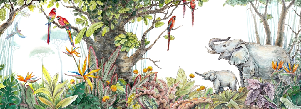 Fototapeta-Slonie-w-Kolorowej-Dzungli_2131283893-1