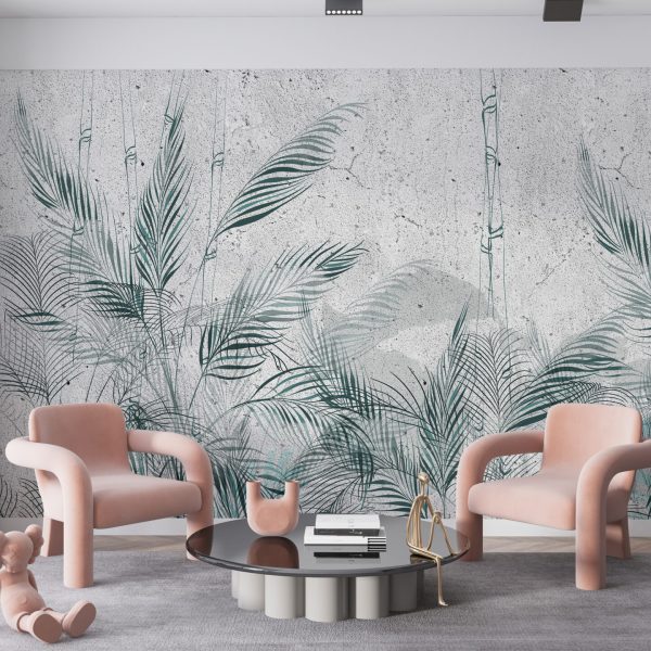 Foto murale Gjethe të holla në blu