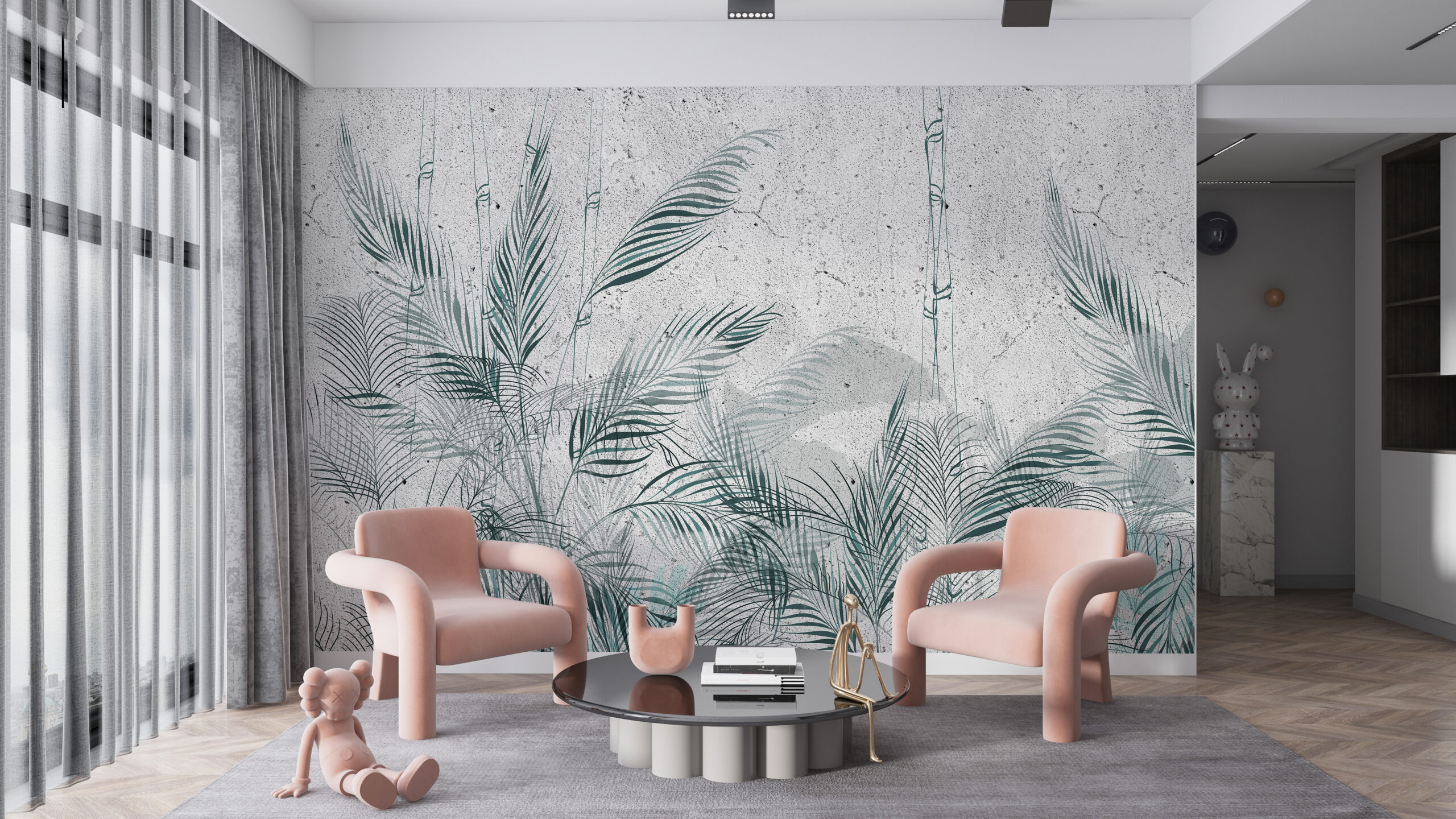 Foto murale Gjethe të holla në blu