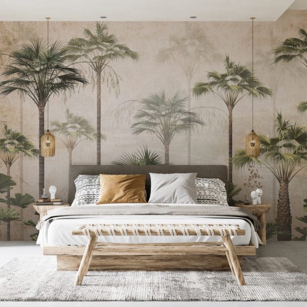 Foto murale Palma të holla në mjegull