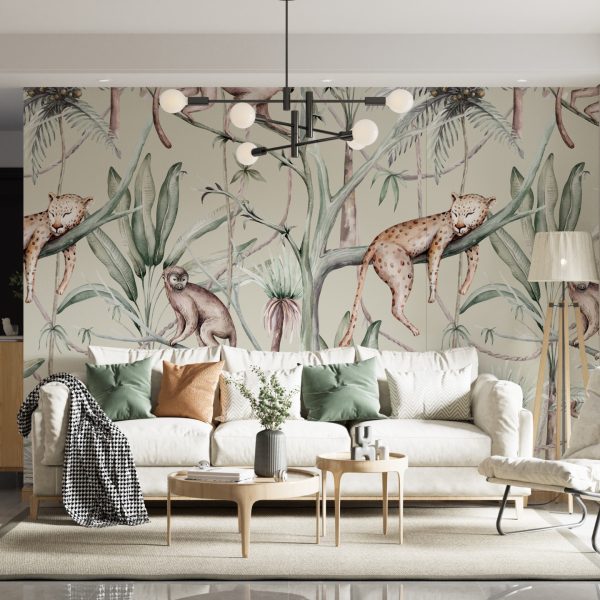 Foto murale Jaguari i Fjetur dhe Majmunët