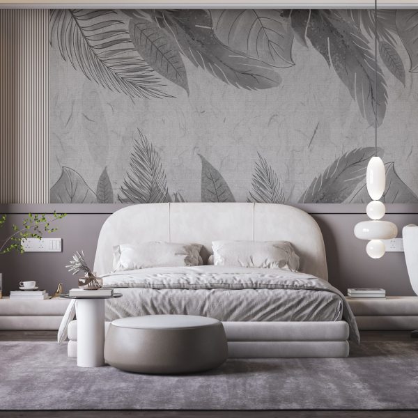 Foto murale Kornizë me gjethe gri