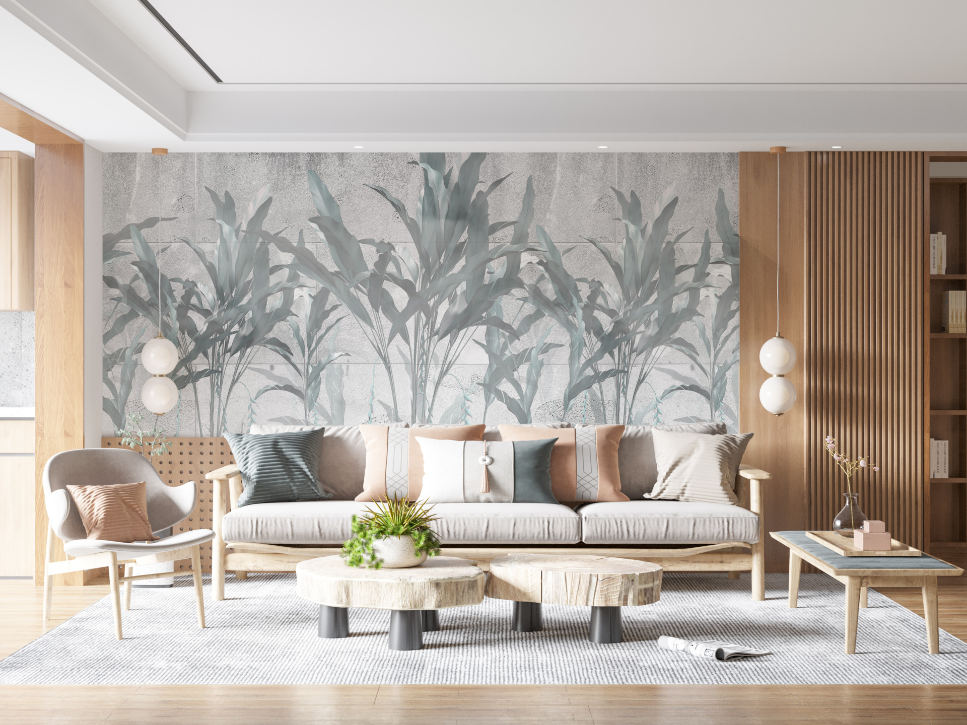 Foto murale Bar tropikal në gri