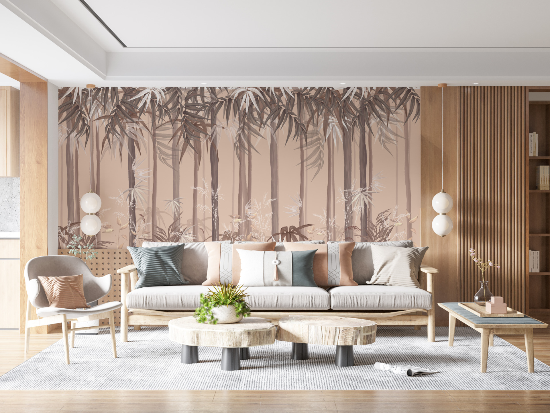 Foto murale Pyll tropikal në ngjyra të ngrohta