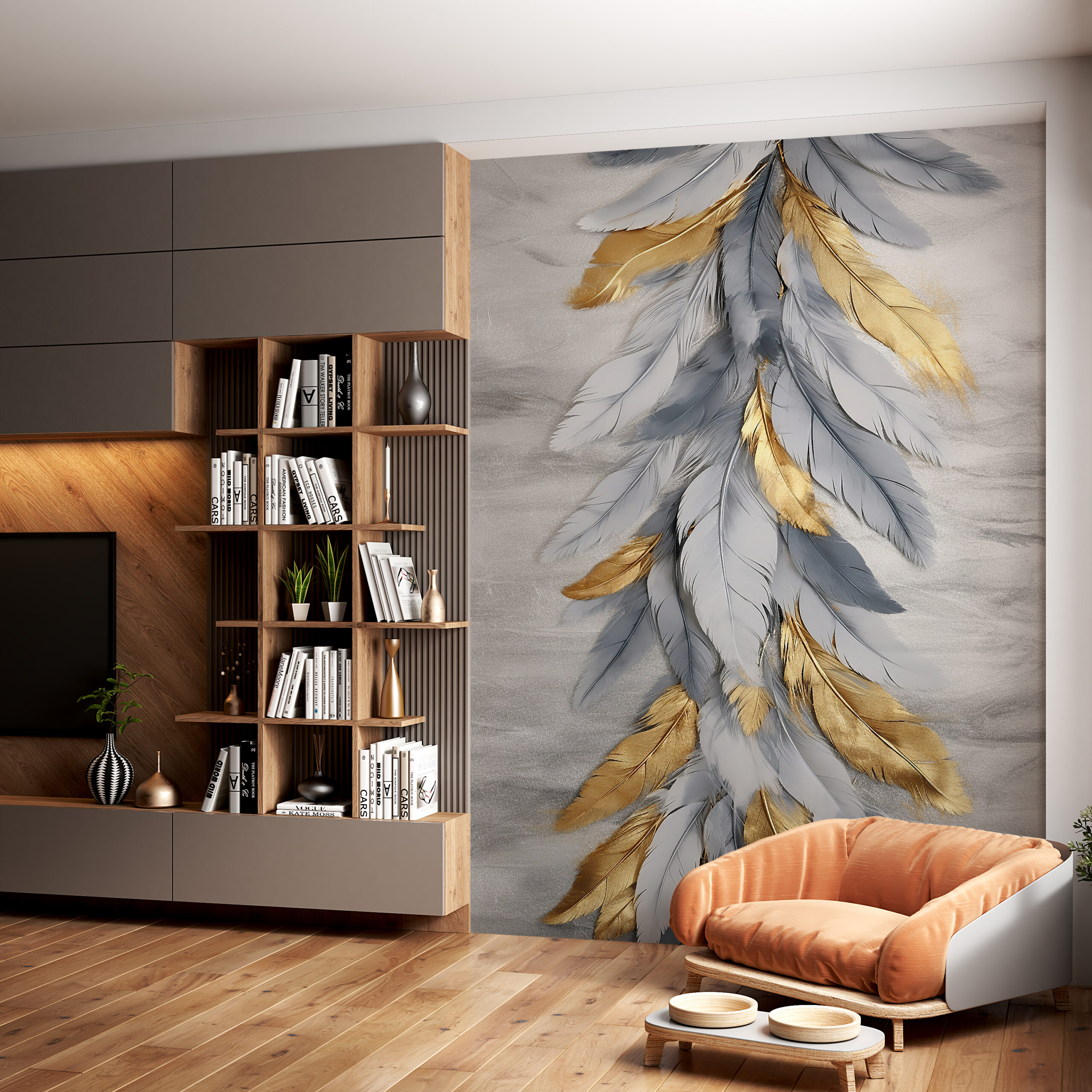 Foto murale Gërshetim me pendë të arta