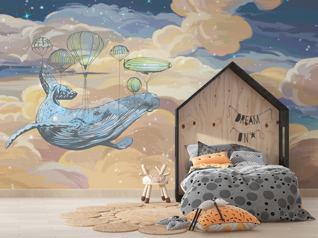 Foto murale Balena në qiellin e natës