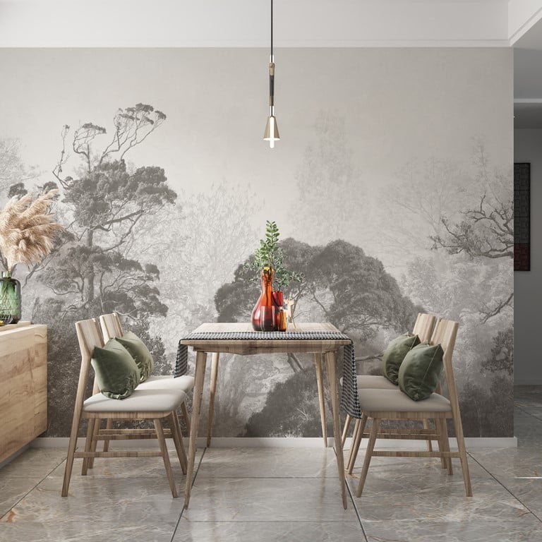 Foto murale Majat e pemëve ekzotike në mjegull