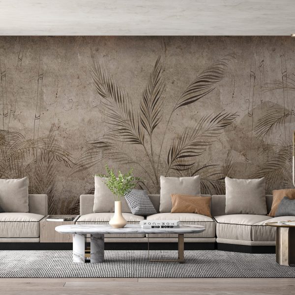 Foto murale Gjethe të holla në një sfond të errët